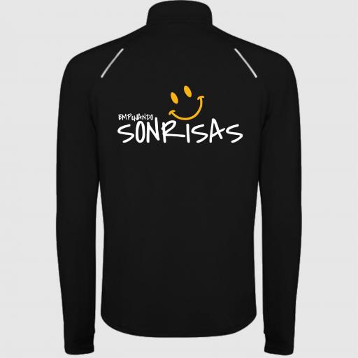Sudadera Técnica Unisex - Media Cremallera "Empujando Sonrisas" - Color negro [2]