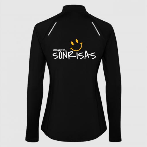 Sudadera Técnica Mujer Media Cremallera "Empujando Sonrisas" - Color negro [2]