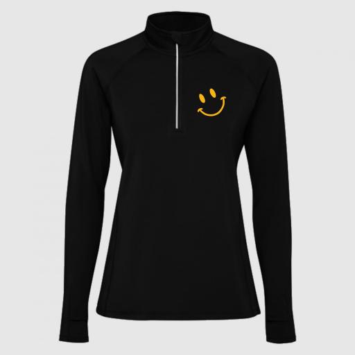 Sudadera Técnica Mujer Media Cremallera "Empujando Sonrisas" - Color negro