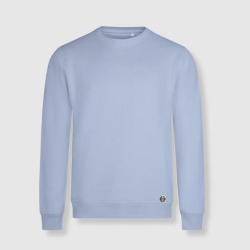Sudadera cuello redondo algodón orgánico clásica unisex color azul ártico - Bordado personalizado 