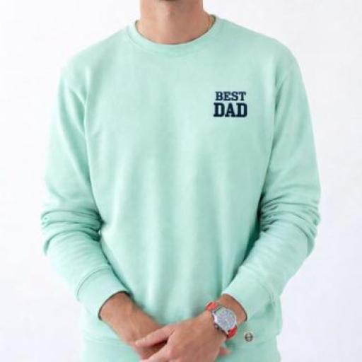 Sudadera cuello redondo algodón orgánico clásica unisex color aguamarina - Bordado personalizado  [2]