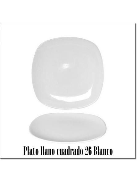  Plato Llano Cuadrado Earth Blanco 26 cm