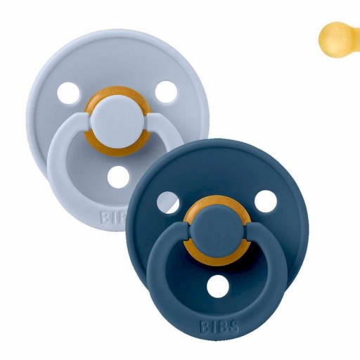 2 Chupetes BIBS Colour Round Dusty Blue/Steel Blue - BIBS [0]