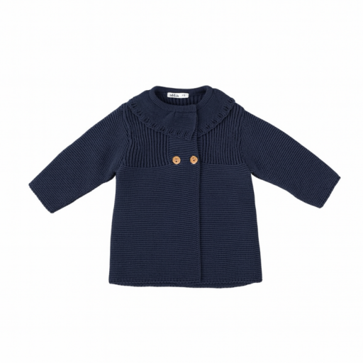 Abrigo de punto para bebé Babidu modelo Niebla color azul marino.