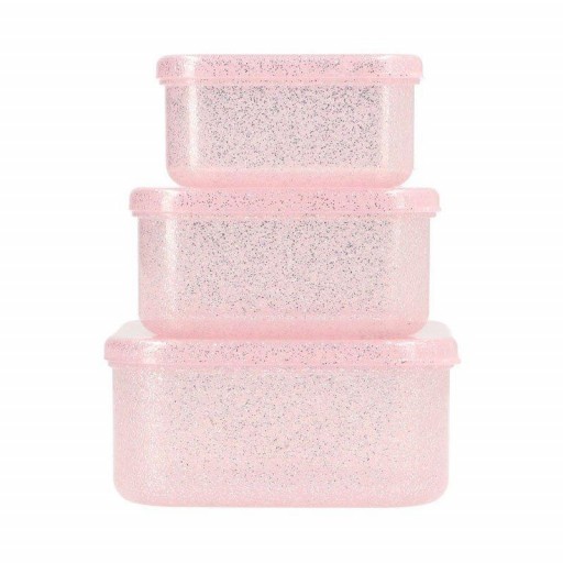 3 Cajas Almuerzo Glitter Pink Tutete