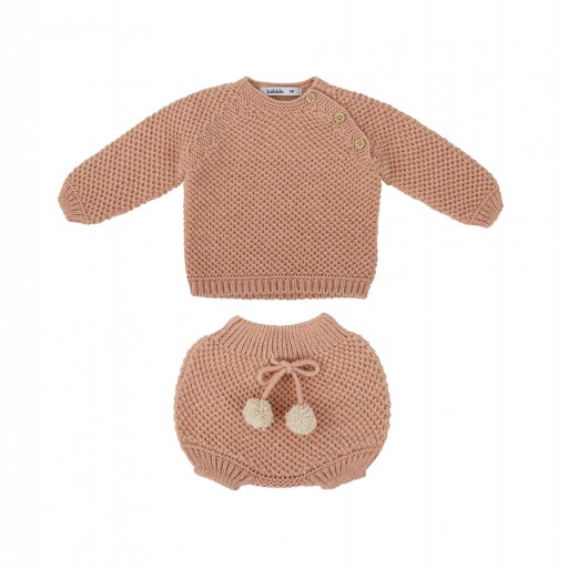 Conjunto de punto para bebé Babidu Mod. Mistral color maquillaje