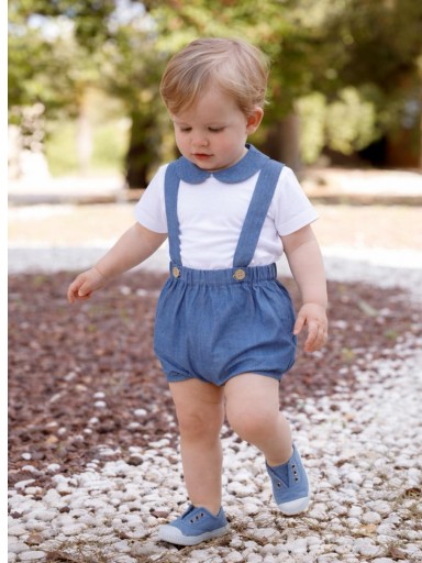 ​Conjunto bebé Babidu camiseta y cubrepañal denim con tirantes [2]