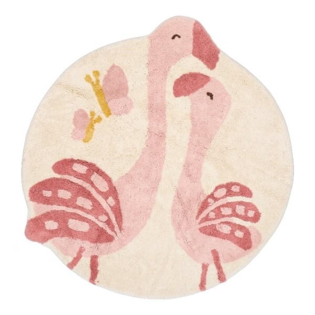 Alfombra Redonda Flamencos Rosa Little Dutch – 110 cm