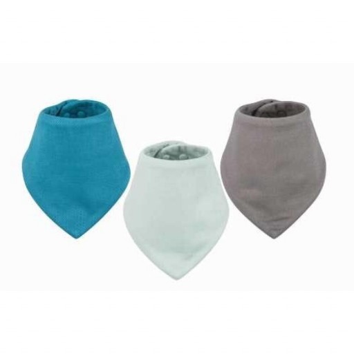 Pack de 3 Bandanas para Bebé – Tejido Kaffle color denim-hielo-gris