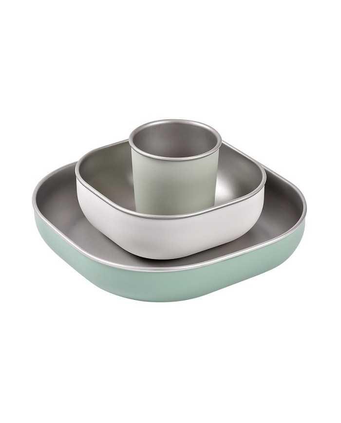 Set de Vajilla de Acero Inoxidable Verde Salvia