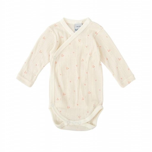 Body bebé algodón canalé manga larga cruzado estampado floral [0]