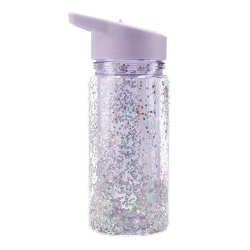 Botella Plástico con Pajita Glitter Stars Lilac Tutete [0]