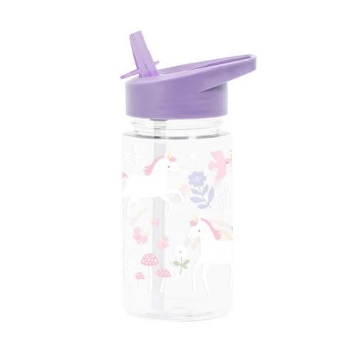 ​Botella Infantil de Tritán con Estampado de Unicornios, Flores y Arcoíris - 450 ml