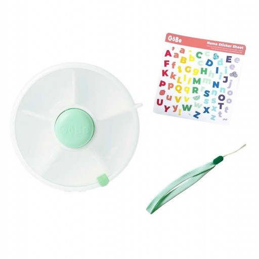 Caja Almuerzo Snack Spinner Flip, Correa de Mano y Hoja de Pegatinas Mint Green