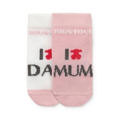 Pack 2 de pares de calcetines Baby Tous SSocks Rosa "I love dad + I love mum"