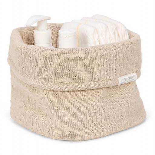  Cesta de Almacenamiento pequeña de Punto pointelle– Little Dutch - Color Puro Beige [1]