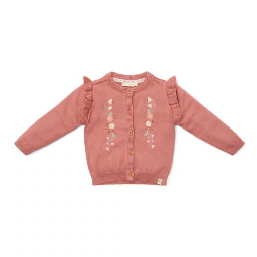 Chaqueta de Punto con Flores – Rosa Cálido – Little Dutch