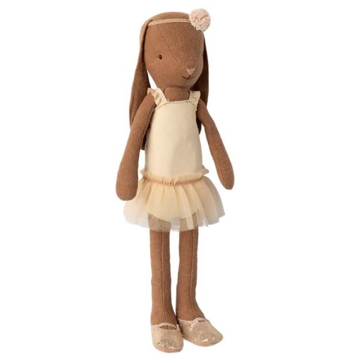 Conejito Talla 2 Marrón Chocolate con Traje de Ballet y Falda Crema Maileg