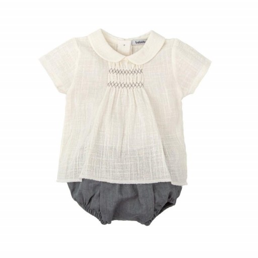 ​Conjunto bebé niño Babidu blusa con nido de abeja y cubrepañal [0]