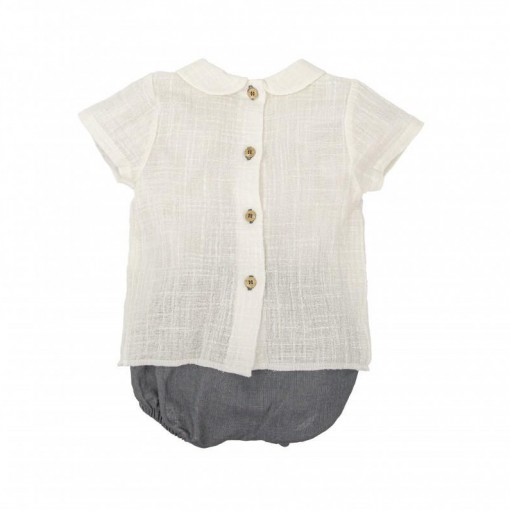 ​Conjunto bebé niño Babidu blusa con nido de abeja y cubrepañal [1]
