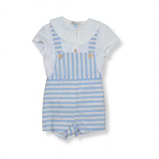 ​Conjunto bebé camisa blanca y bombacho rayas azul – Maesu