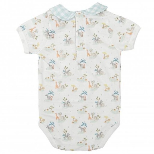 Conjunto bebé Babidu body estampado y cubrepañal vichy verde agua [1]