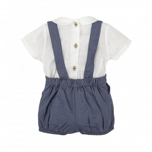 ​Conjunto bebé niño Babidu camisa con cuello bebé y pantalón corto con tirantes [1]