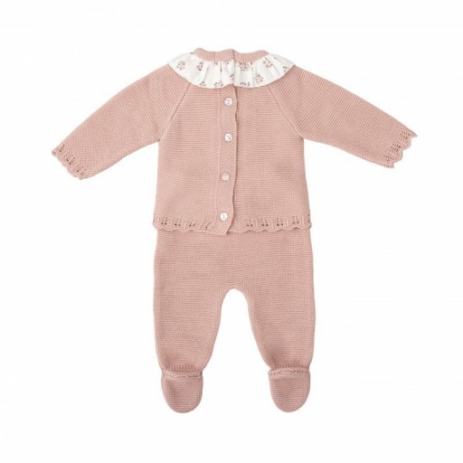 Conjunto bebé rosa empolvado de punto modelo Aurora [1]