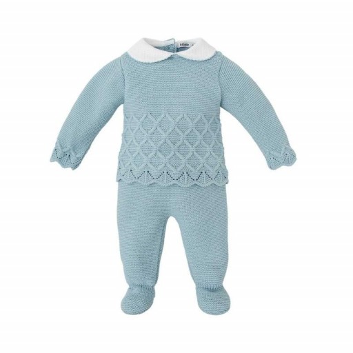 Conjunto de bebé niño de jubón y polaina de punto - Color azul bruma [0]