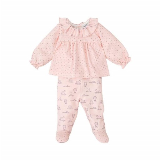 Conjunto de bebé niña 2 piezas con multiestampado - Color rosa empolvado