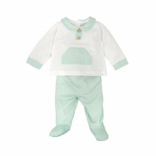 ​Conjunto bebé Babidu camiseta y polaina vichy verde agua