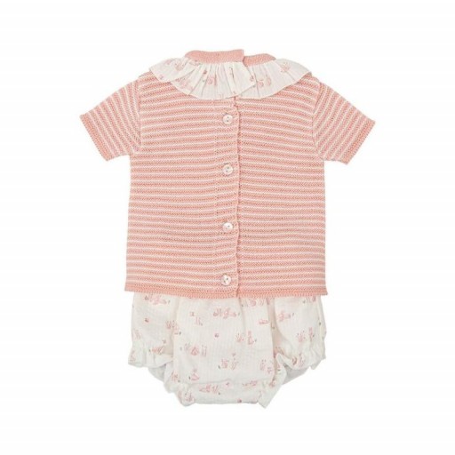 ​Conjunto bebé Babidu punto y tejido con volante rosa [1]