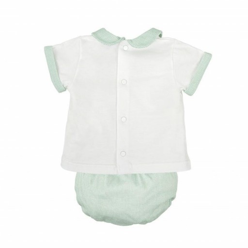 ​Conjunto bebé Babidu camiseta y braguita vichy verde agua [1]