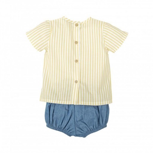​Conjunto bebé Babidu camisa de rayas y cubrepañal chambray [1]