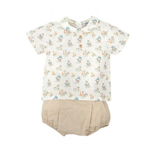 ​Conjunto bebé Babidu camisa estampado safari y cubrepañal [0]