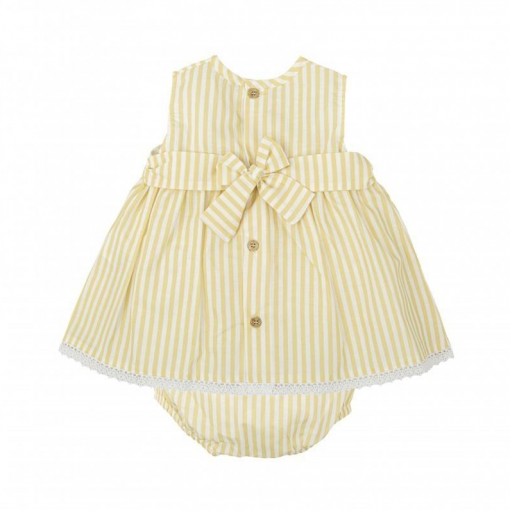 ​Conjunto bebé niña Babidu vestido de rayas con puntilla y cubrepañal [1]
