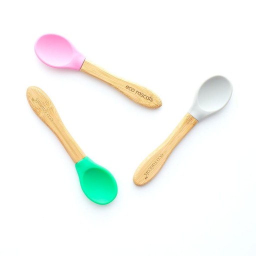 Juego de 3 cucharas Eco Rascals para bebés y niños pequeños  rosa-gris-verde.  [0]