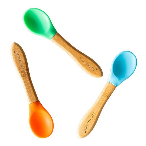 Juego de 3 cucharas Eco Rascals para bebés y niños pequeños azul-verde-naranja. [0]