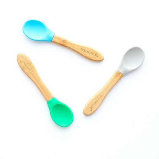 Juego de 3 cucharas Eco Rascals para bebés y niños pequeños gris-azul-verde