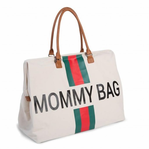 Mommy Bag - Líneas Rojas y Verdes - Blanca [1]