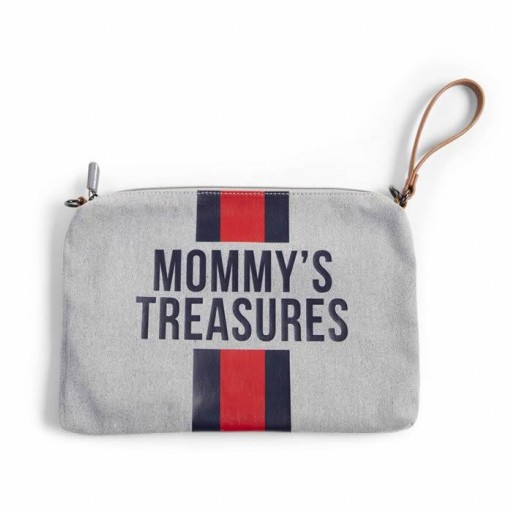 Bolso Pequeño Neceser Mommy Treasures - Líneas Rojas y Azules - Gris [0]