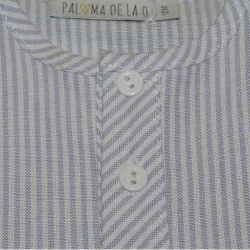Camisa bebé rayas malva manga corta – Paloma de la O [2]