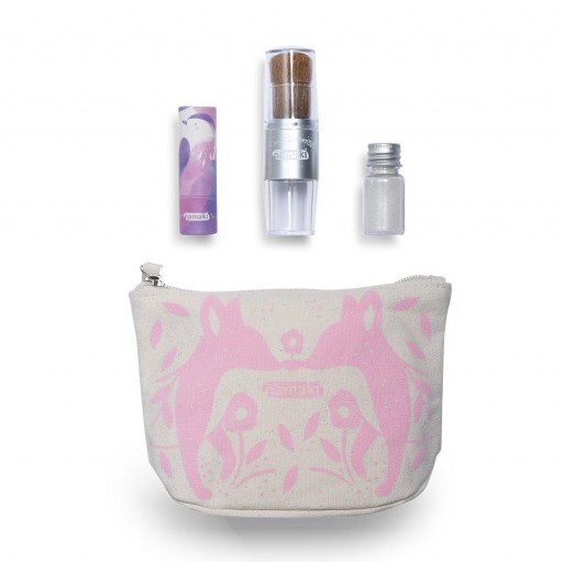 ​Estuche Rosa Namaki – Pincel Mágico, Polvos Plateados y Bálsamo Labial Frambuesa [0]