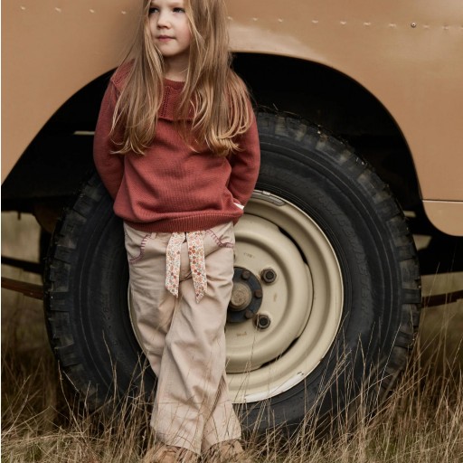 Pantalón Ancho con Lazo Floral Taupe - Little Dutch [4]