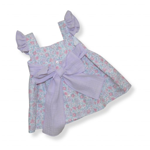 Conjunto bebé vestido floral con lazada – Paloma de la O [1]