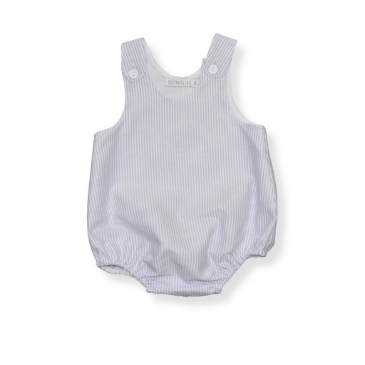 Pelele bebé rayas malva tirantes – Paloma de la O