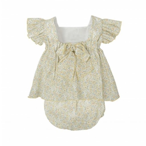 ​Conjunto bebé niña Babidu vestido floral con encaje y cubrepañal [1]