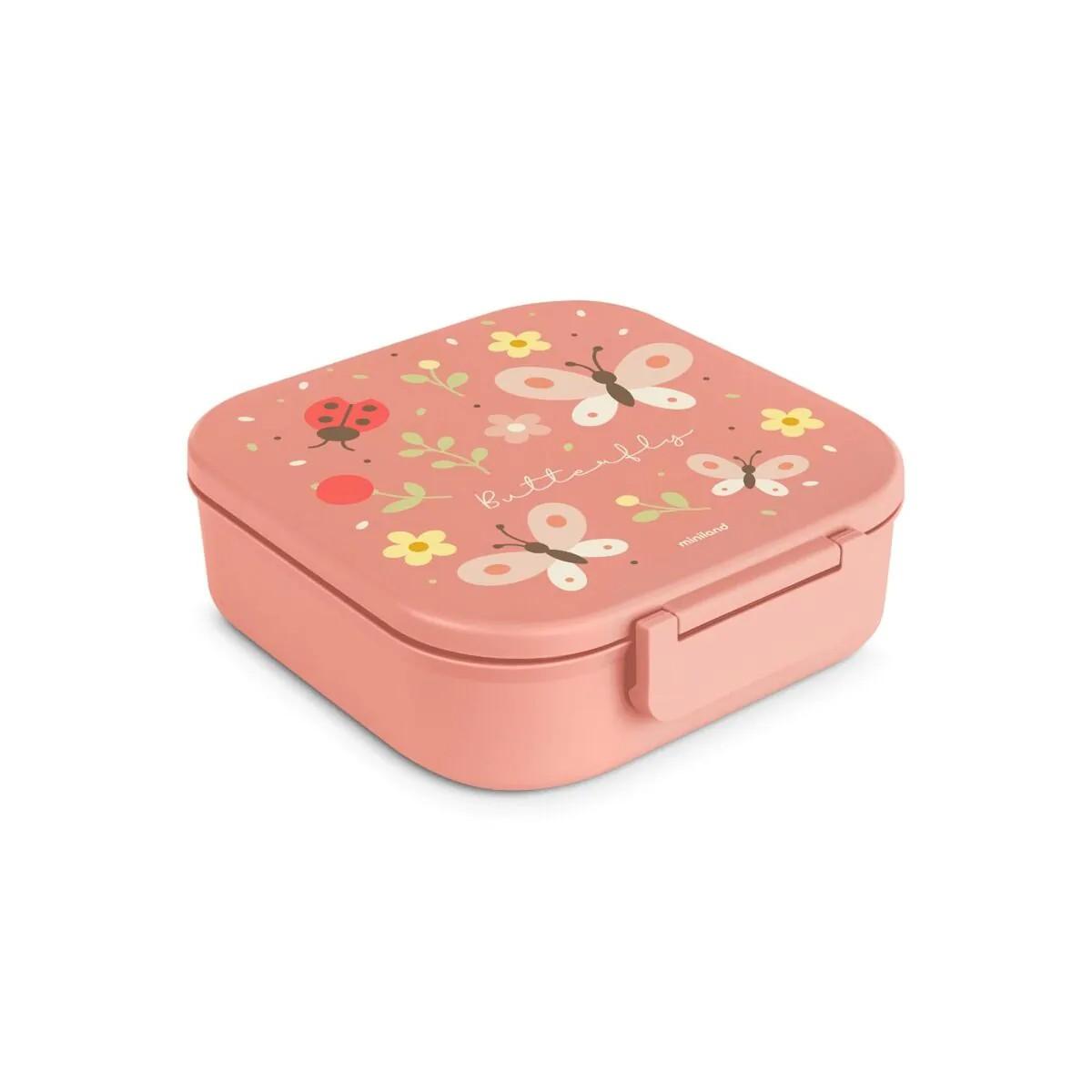 Lunchbox Butterfly de Miniland – Caja de comida infantil con 4 compartimentos