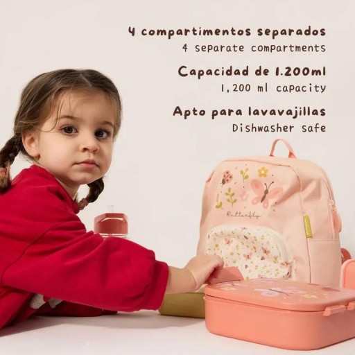 Lunchbox Butterfly de Miniland – Caja de comida infantil con 4 compartimentos [3]