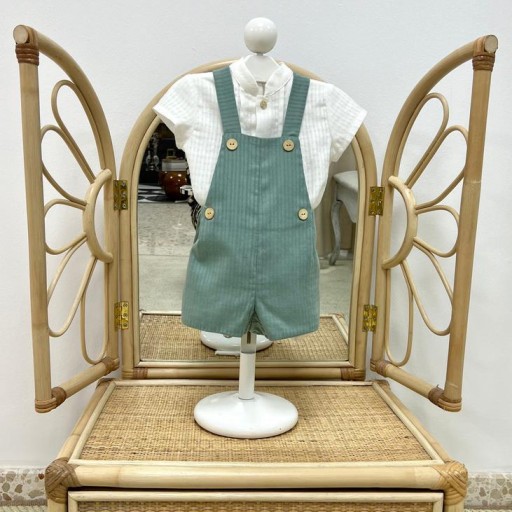 ​Conjunto bebé camisa blanca y peto verde – Maesu [1]